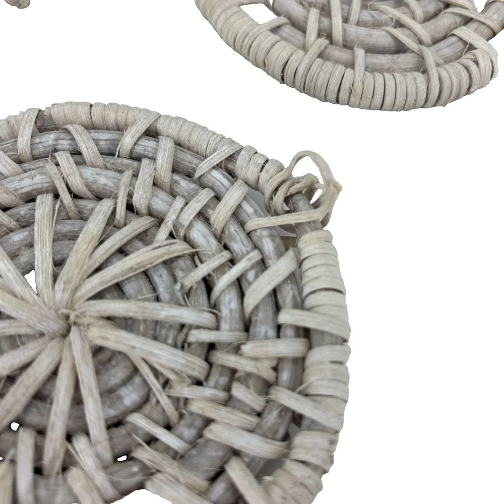 Vintage‎ Wicker Coasters Set of 4 Holder Rattan Cottagecore Home Decor Cottage